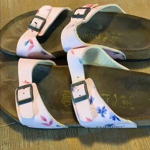 Pink floral Birkenstock’s
